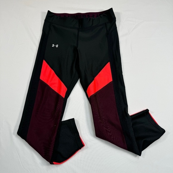 Under Armour Ankle Crop Leggings Womens Size M Pink Heatgear Compression - Picture 1 of 6